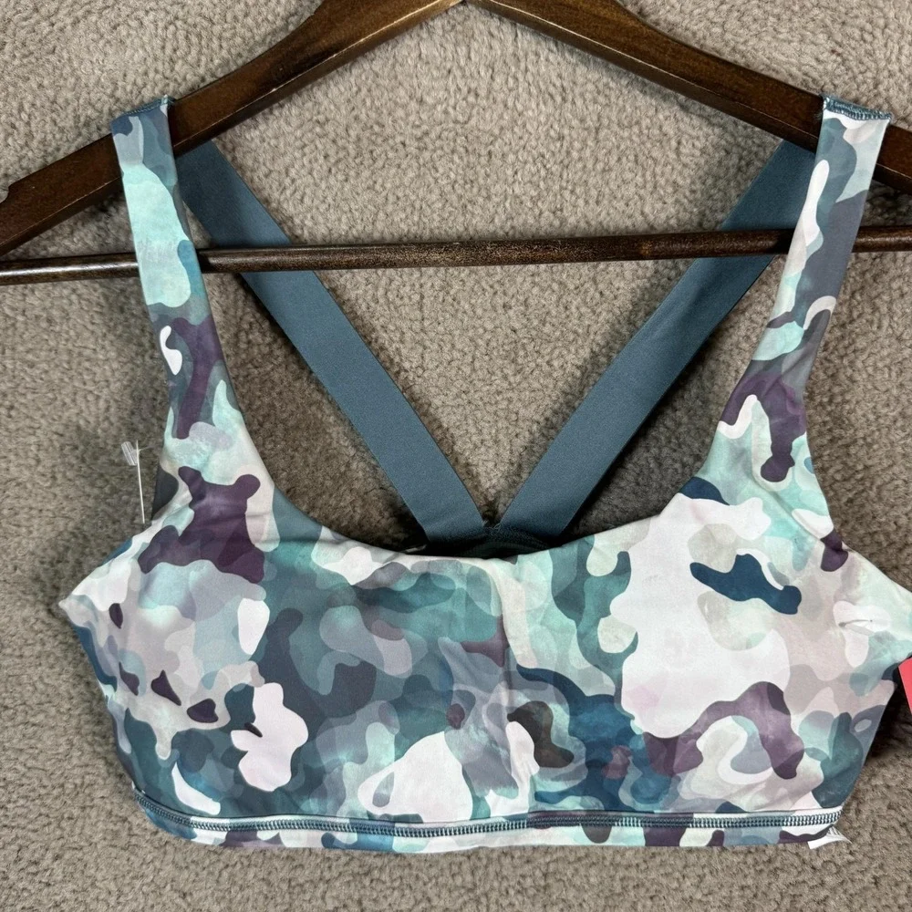Spanx‎ Sports Bra Womens XS Multicolor Camo Printed Low Impact Padded Crossback